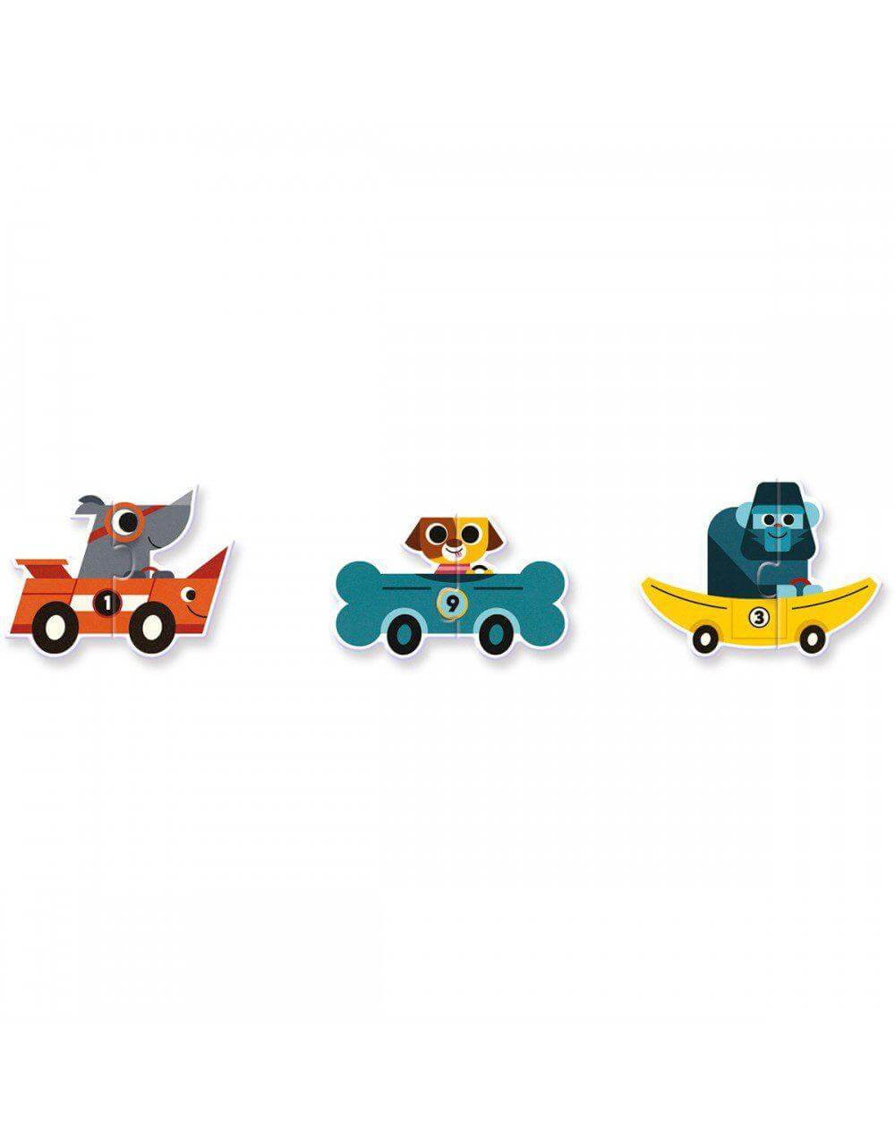Puzzle duo "Carros de corrida" 2+ | Djeco - Mini-Me - Baby & Kids Store