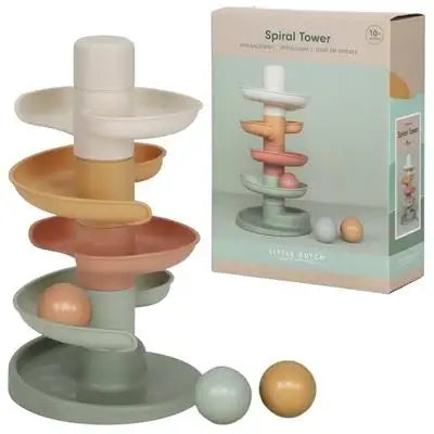 Torre Espiral de Bolas da Little Dutch, brinquedo colorido para bebés, estimula aprendizagem e diversão.