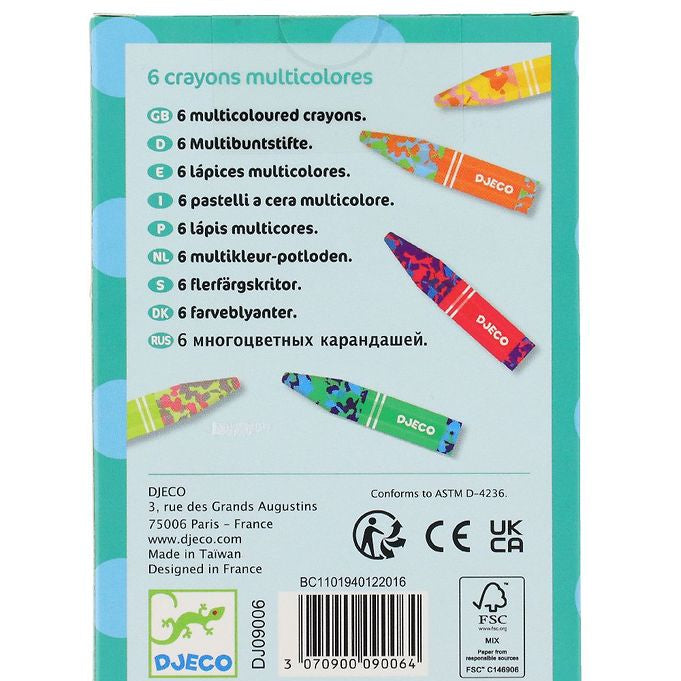 6 Lápis de Cera Multicoloridos +3 anos | DJECO Mini-Me - Baby & Kids Store