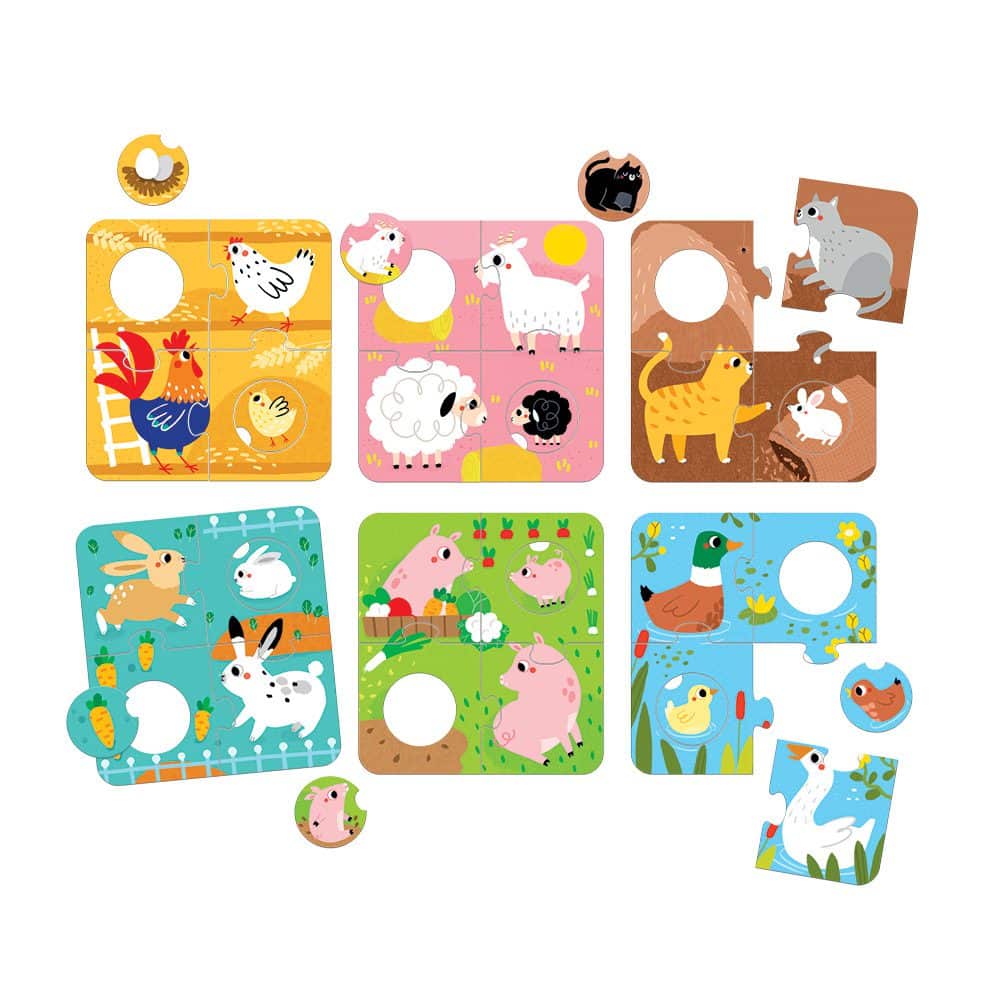6 Puzzles gigantes - Animais da Quinta +24m | Banana Panda Mini-Me - Baby & Kids Store